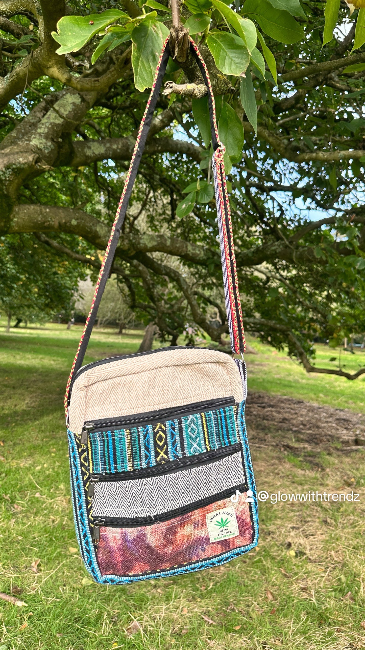 Handmade Himalayan Hemp Boho Crossbody Bag – Eco-Friendly with Multiple Pockets | Free UK Delivery