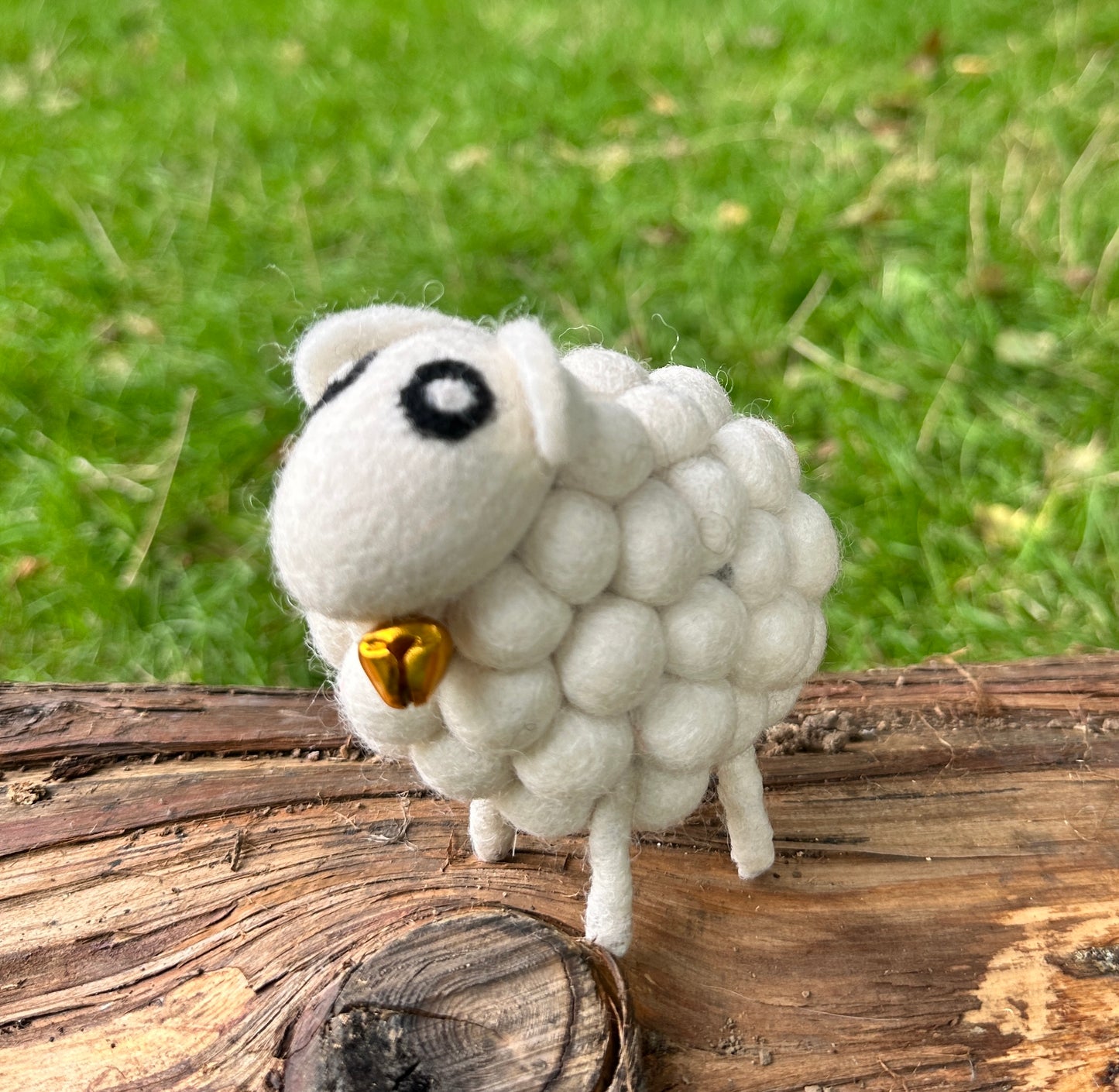 Handmade Wool Felt Sheep with Bell – Eco-Friendly Nursery & Home Decor | Free UK Delivery