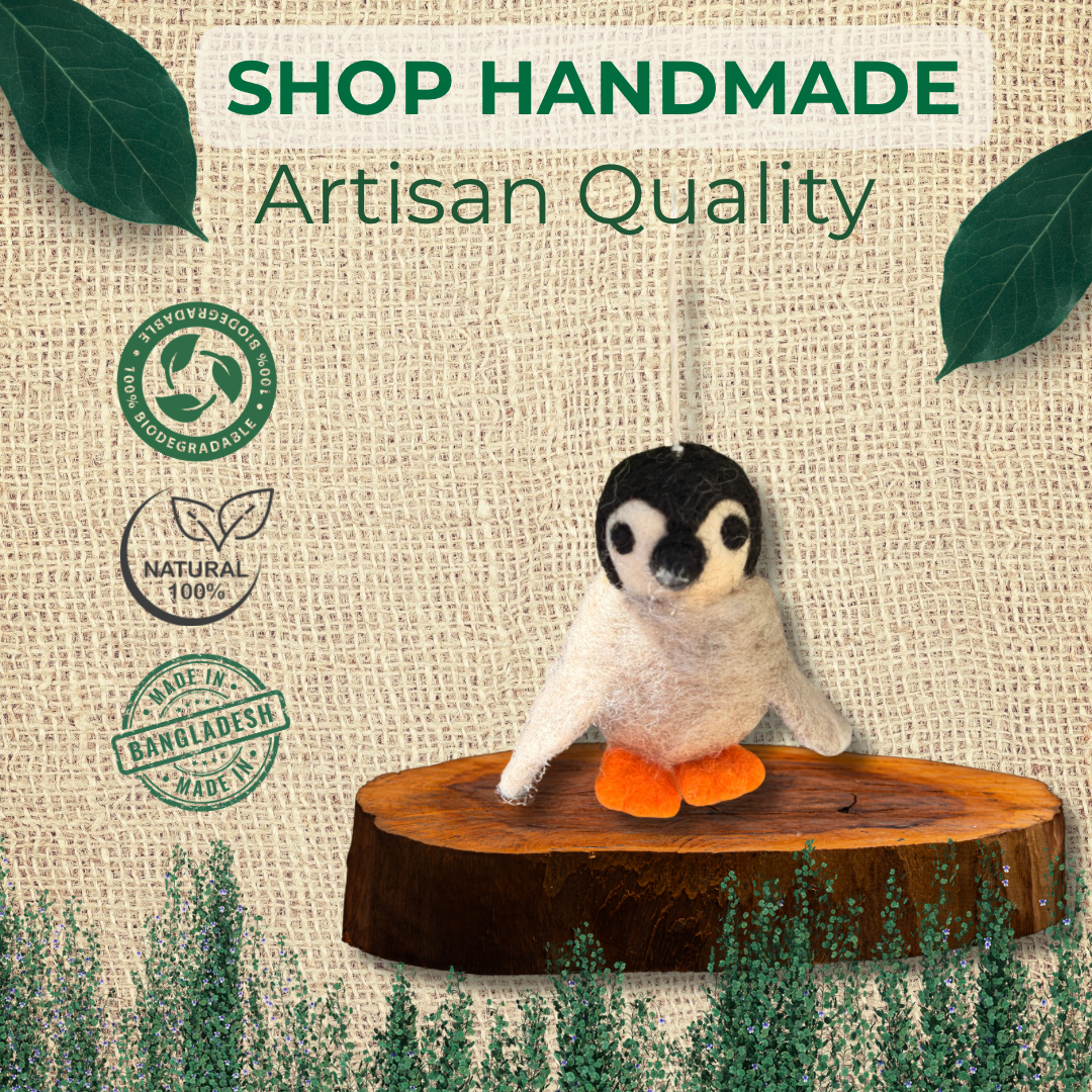 Penguin Felt Ornament | Perfect & Cute Gift Item | Valentine Day Gift |Fair Trade Ester Decor |EcoFriendly sustainable |Holiday Penguin Gift