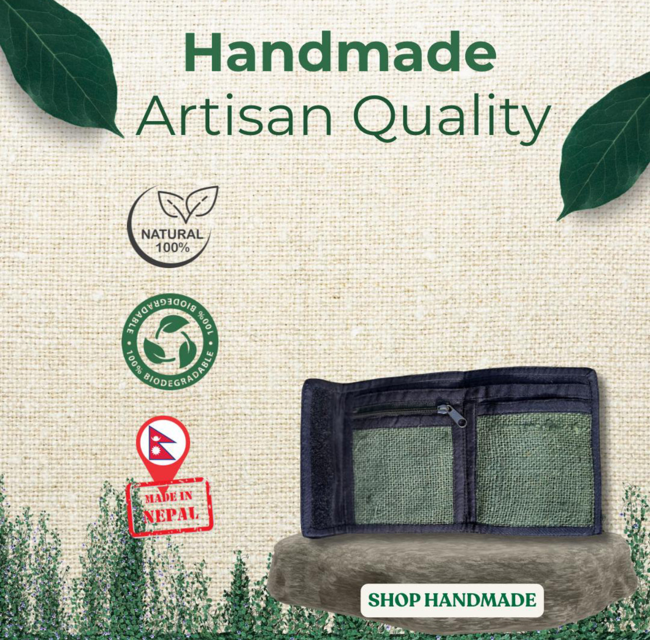 Handmade Hemp Wallet | Eco-Friendly Cardholder | Vegan Gift| Free Shipping