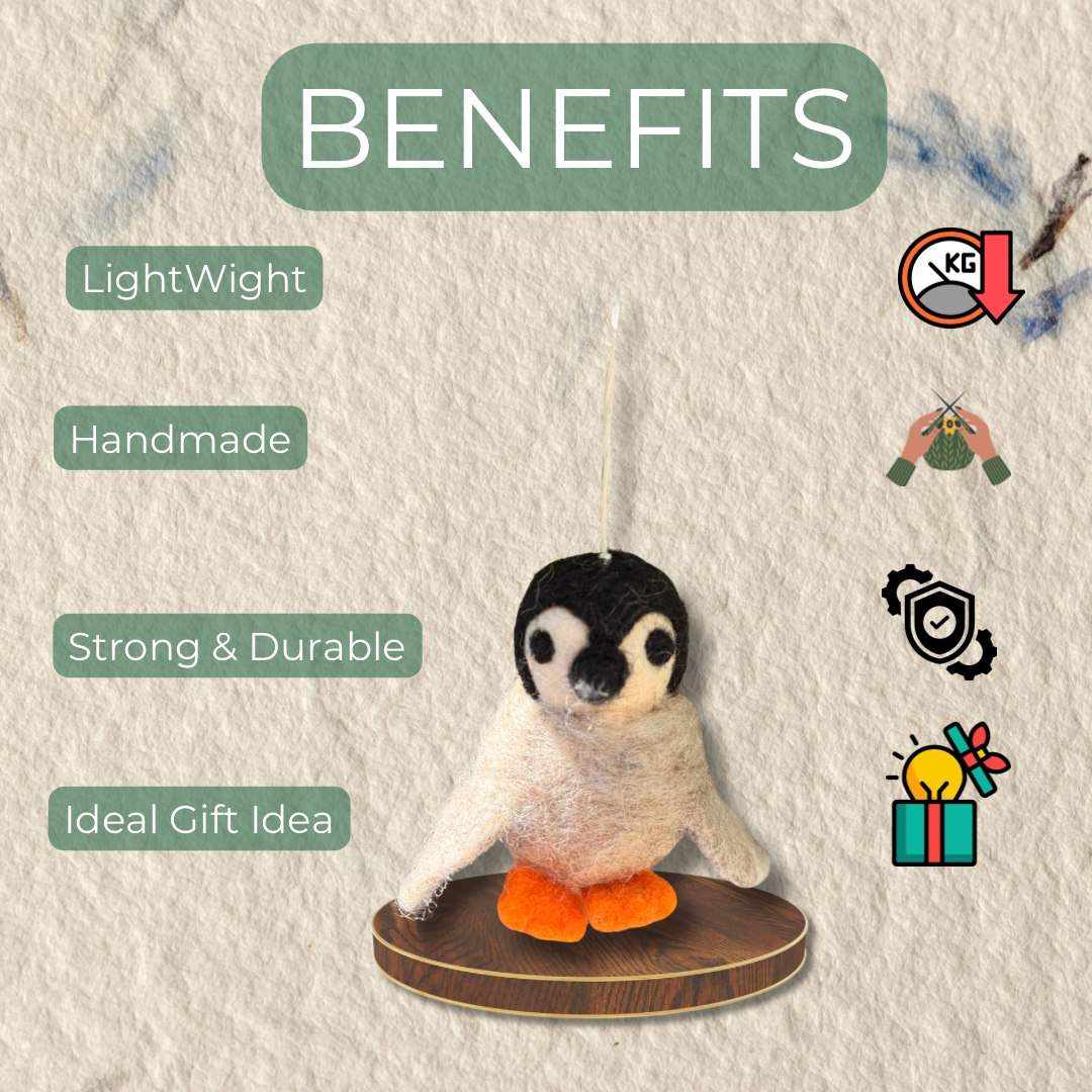 Penguin Felt Ornament | Perfect & Cute Gift Item | Valentine Day Gift |Fair Trade Ester Decor |EcoFriendly sustainable |Holiday Penguin Gift