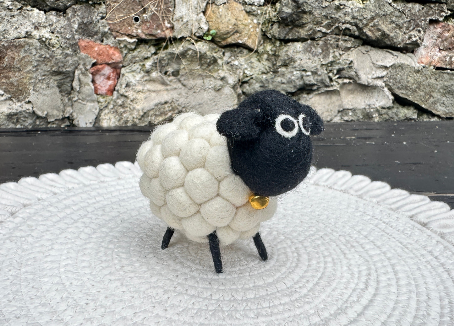 Handmade Wool Felt Sheep - Natural Black and White Sheep Ornament | Free UK Delivery