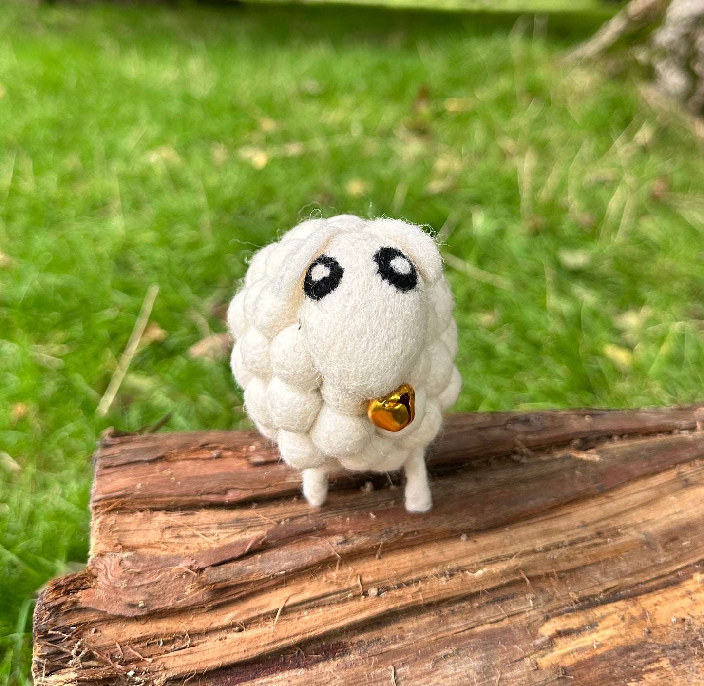 Handmade Wool Felt Sheep with Bell – Eco-Friendly Nursery & Home Decor | Free UK Delivery