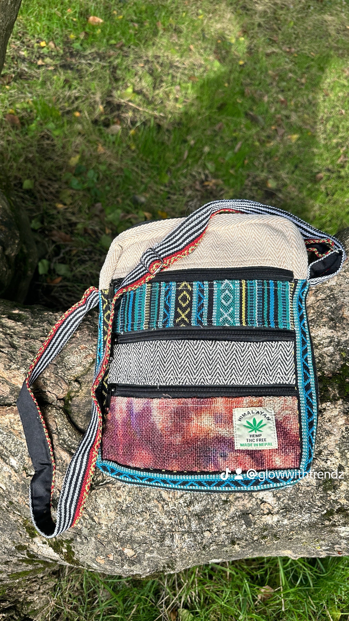 Handmade Himalayan Hemp Boho Crossbody Bag – Eco-Friendly with Multiple Pockets | Free UK Delivery