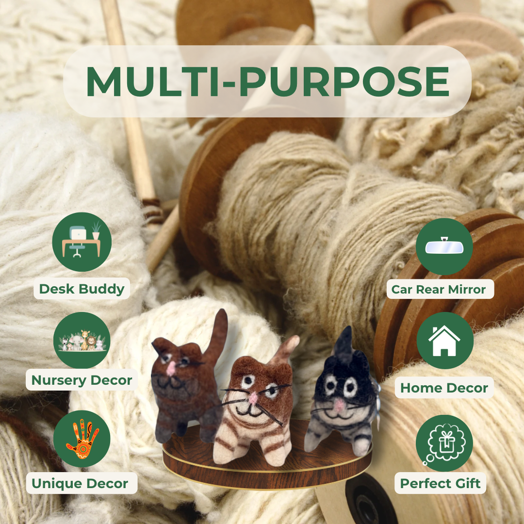 Handmade Felt Cat Keychain | Eco-Friendly Wool Keyring | Sustainable Gift | Handmade In Nepal