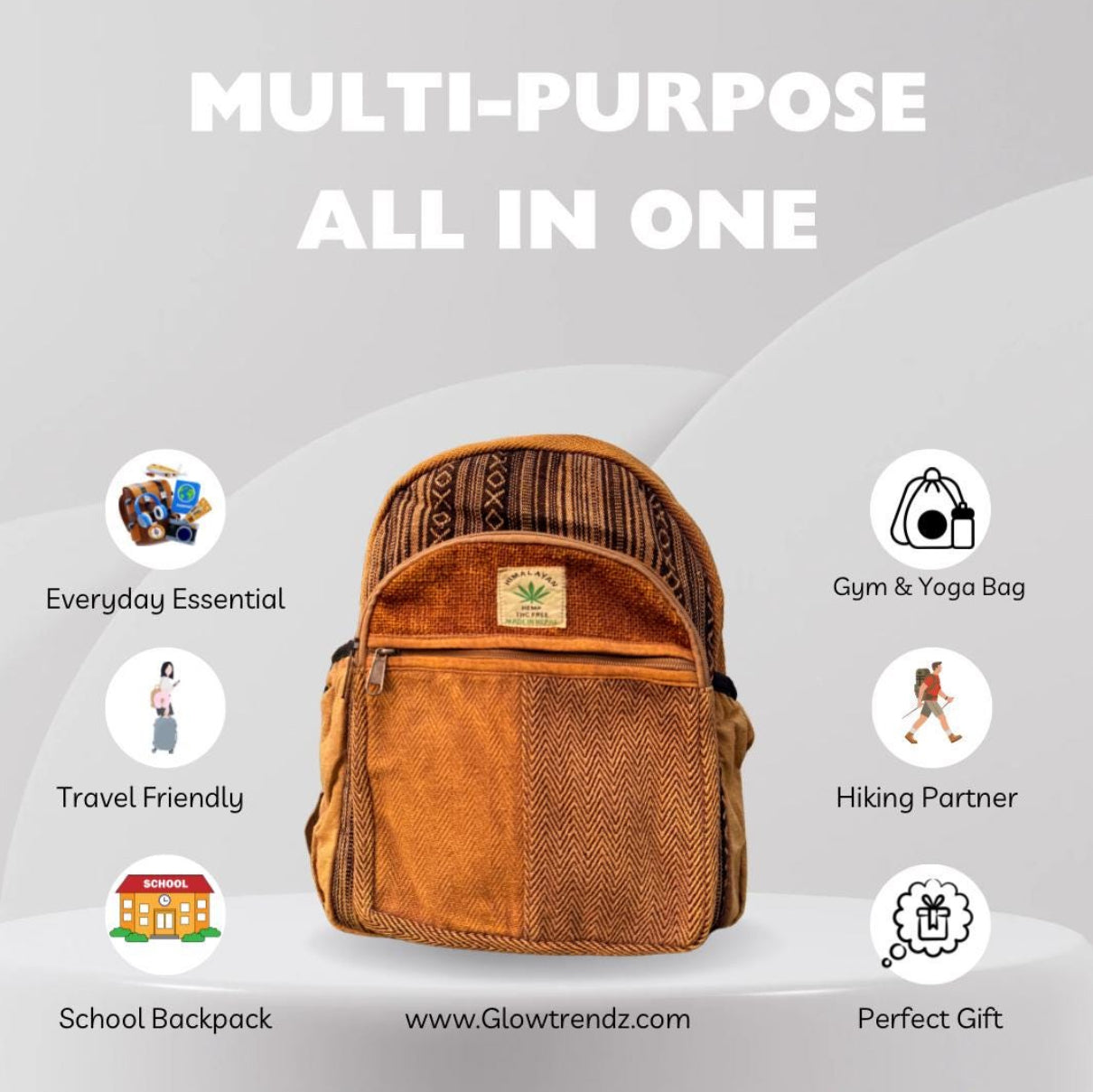 Handmade Hemp Backpack | Sustainable | Travel Friendly | Free Shipping Uk