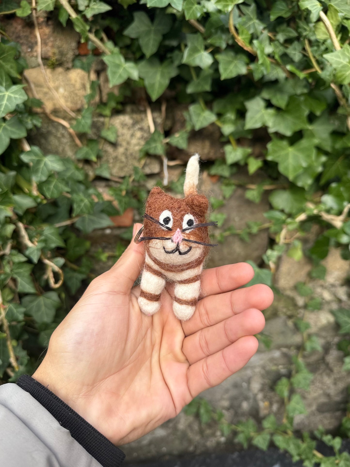 Handmade Felt Cat Keychain | Eco-Friendly Wool Keyring | Sustainable Gift | Handmade In Nepal