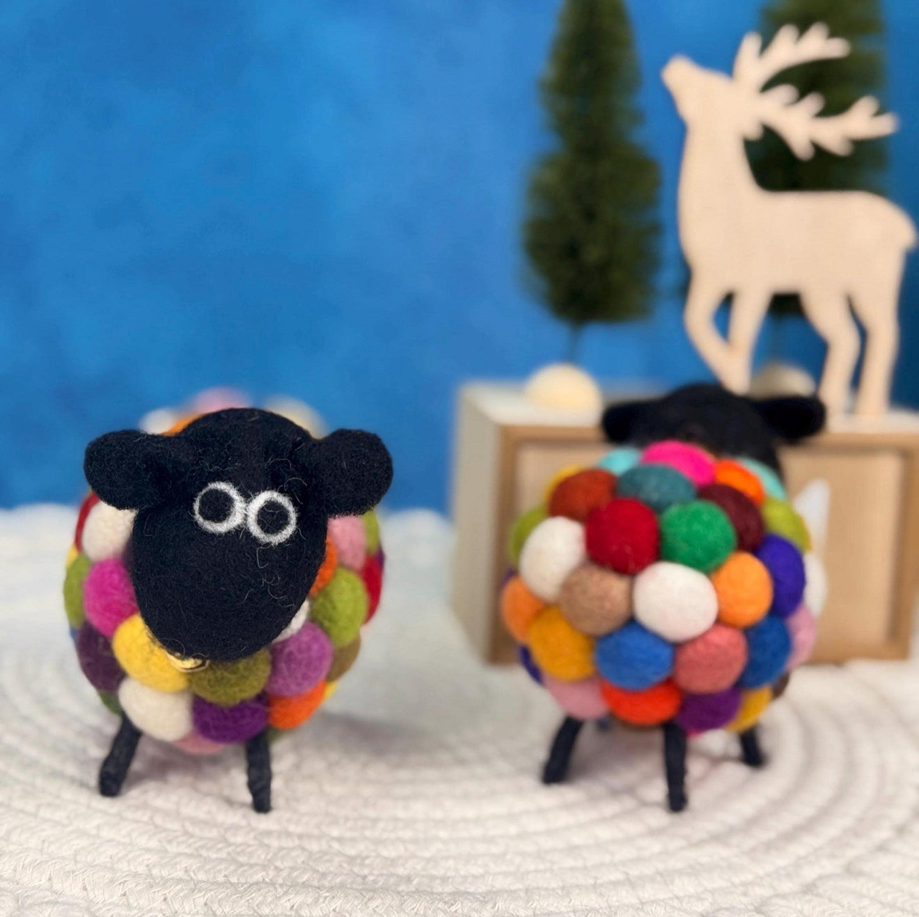 Handmade Rainbow Wool Felt Sheep – Eco-Friendly Nursery & Home Decor