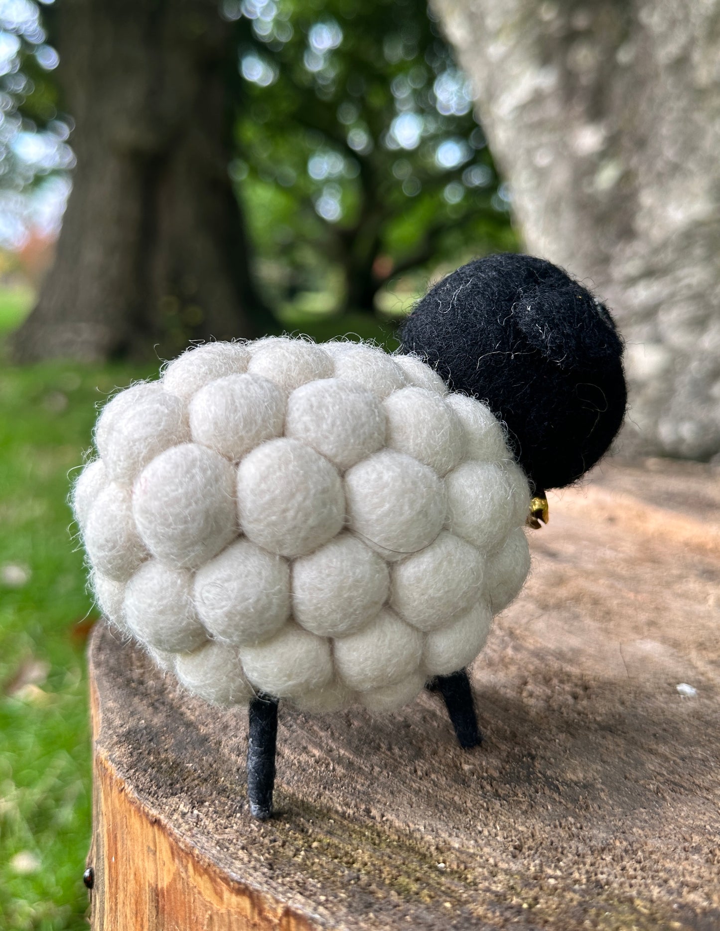 Handmade Wool Felt Sheep - Natural Black and White Sheep Ornament | Free UK Delivery