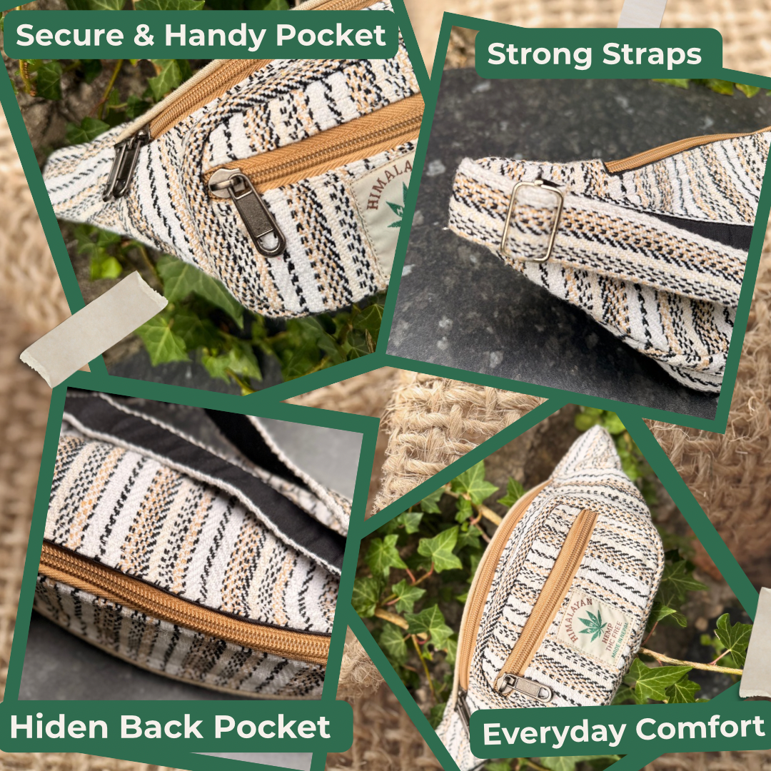 Eco-Friendly Hemp Waist Bag – Handmade Crossbody Fanny Pack with Adjustable Strap | Sustainable & Fair Trade