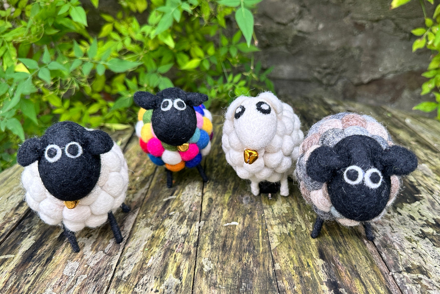 Handmade Wool Felt Sheep with Bell – Eco-Friendly Nursery & Home Decor | Free UK Delivery