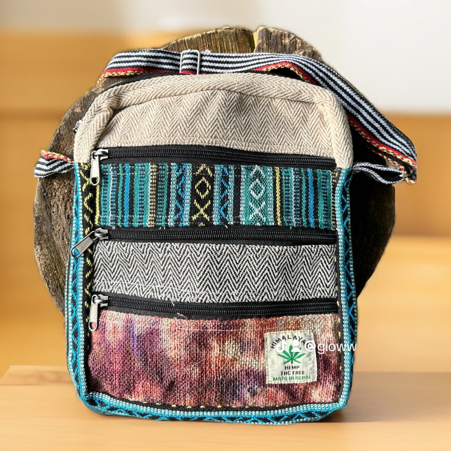 Handmade Himalayan Hemp Boho Crossbody Bag – Eco-Friendly with Multiple Pockets | Free UK Delivery