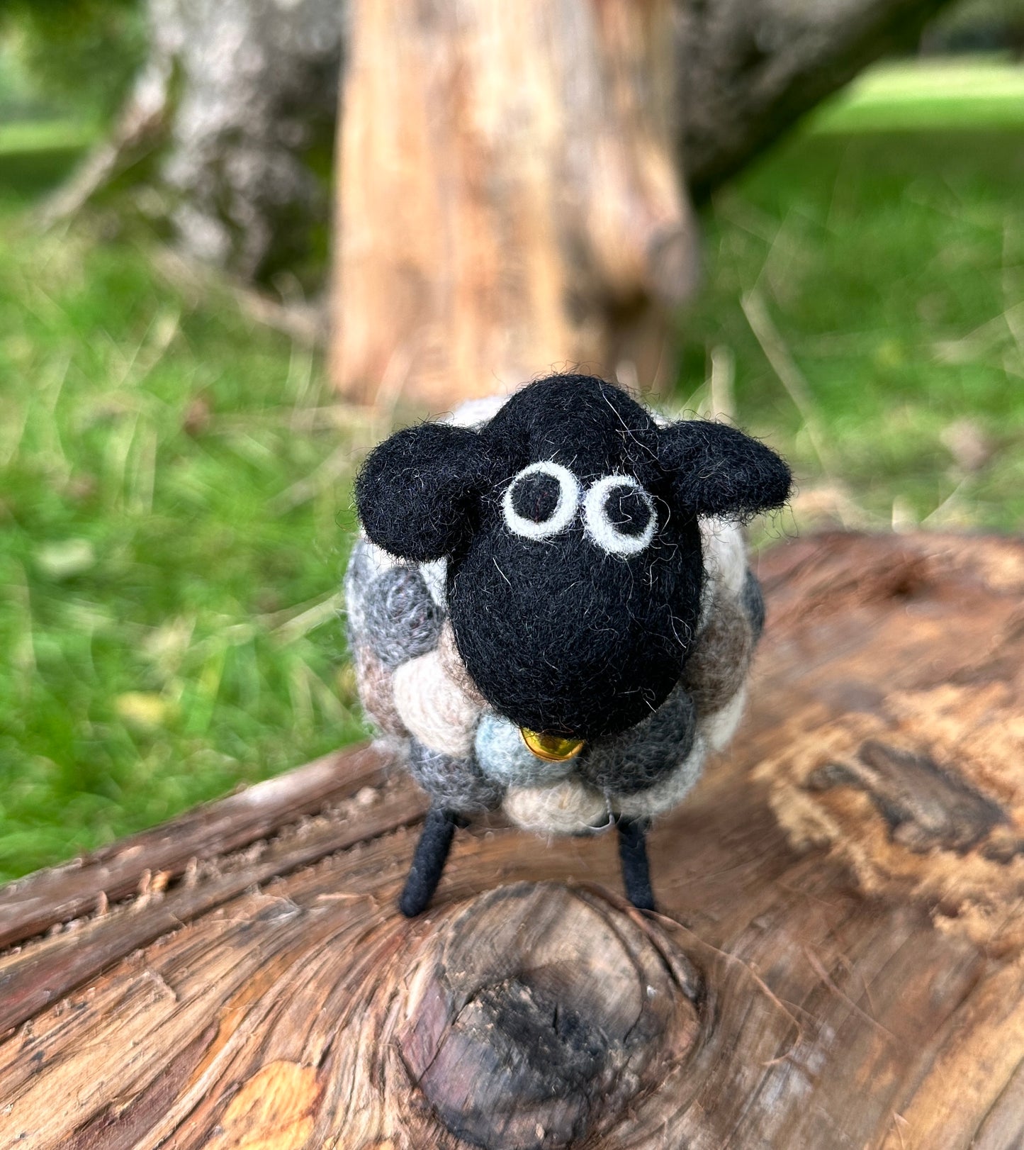 Handmade Wool Felt Sheep - Grey & Black Earthy Tones | Eco-Friendly Decor | Free UK Delivery