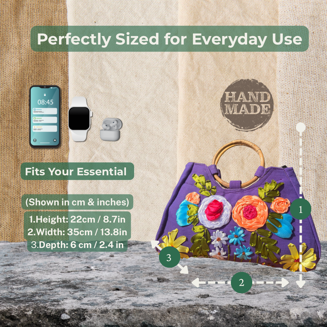 Eco-Friendly Handcrafted Jute Bags with Floral Embroidery