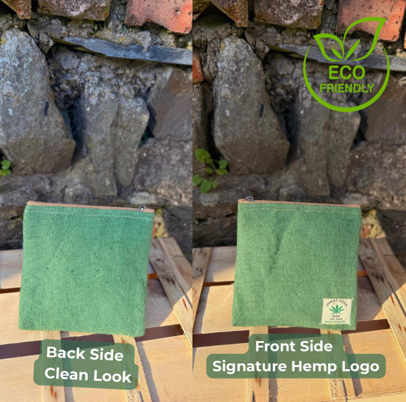 Handmade Hemp Zip Pouch | Eco-Friendly Travel Pouch | Sustainable Everyday Wallet | Free UK Shipping