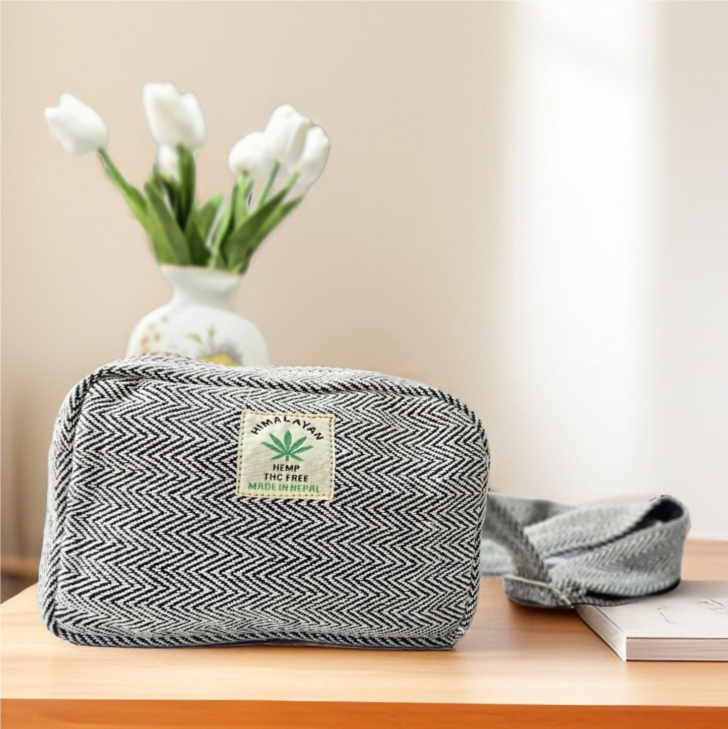 Eco-Friendly Hemp Fanny Pack with 2 Pockets & Adjustable Strap – Handmade in Nepal