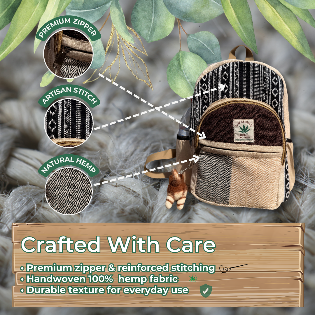 Handmade Hemp Backpack | Sustainable | Travel Friendly | Free Shipping Uk