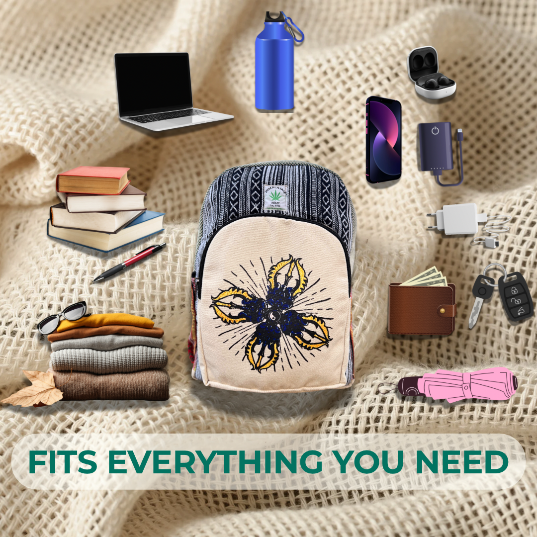 Hemp Backpack | Handmade Boho Travel Bag | Sustainable School Rucksack | Durable | Free Shipping