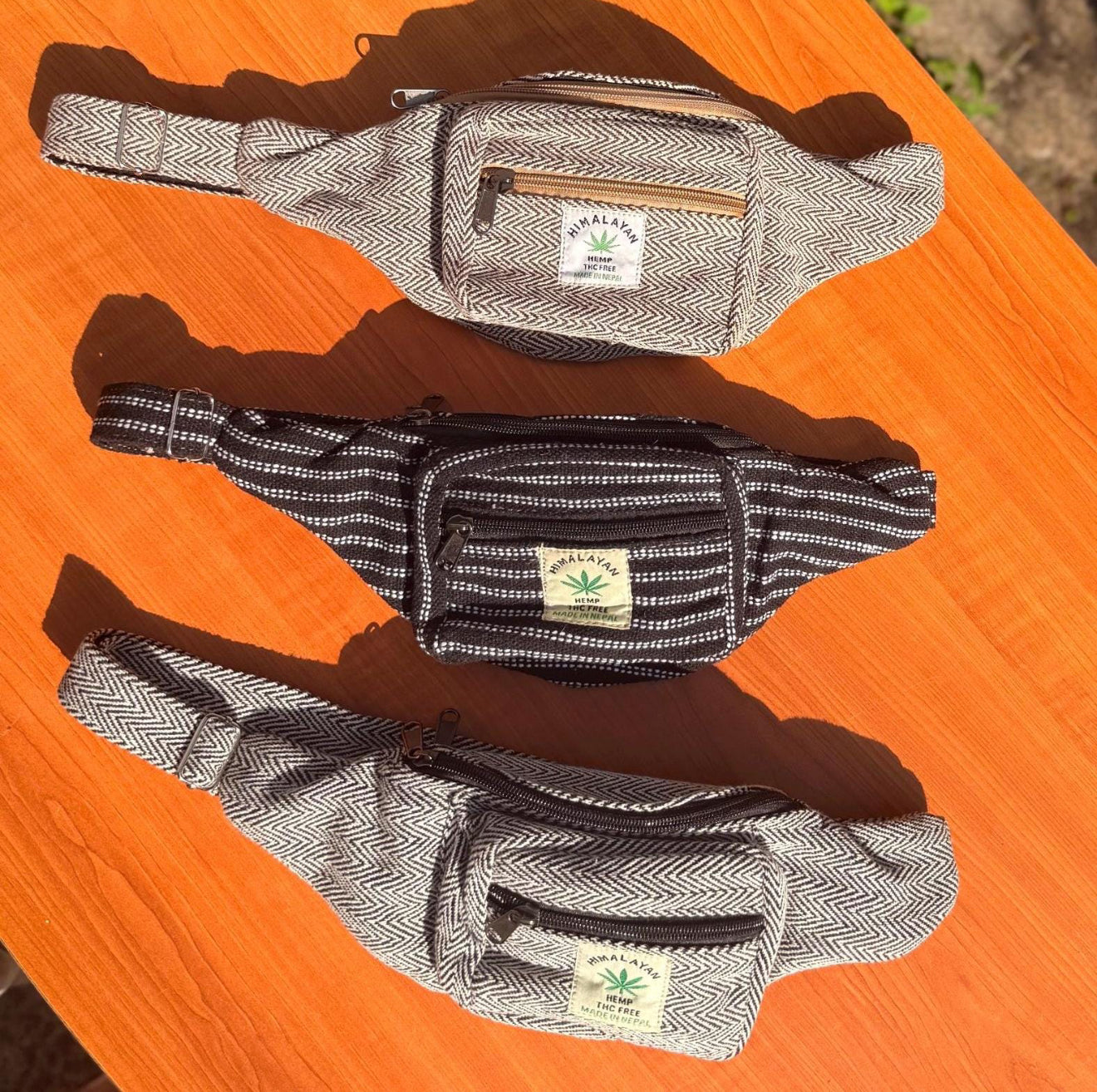 Handmade Hemp Waist Bag | Eco-Friendly Crossbody | 2 Zipper Pockets | Adjustable Strap | Free UK Shipping