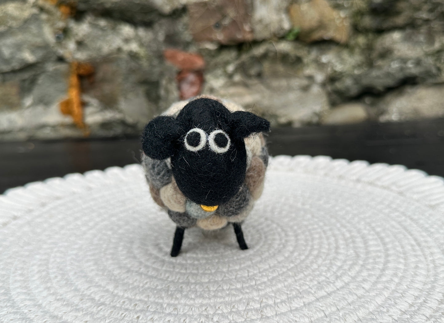 Handmade Wool Felt Sheep - Grey & Black Earthy Tones | Eco-Friendly Decor | Free UK Delivery