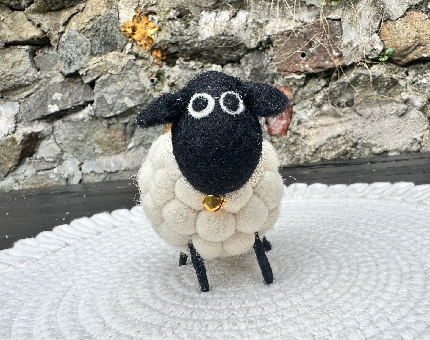 Handmade Wool Felt Sheep - Natural Black and White Sheep Ornament | Free UK Delivery