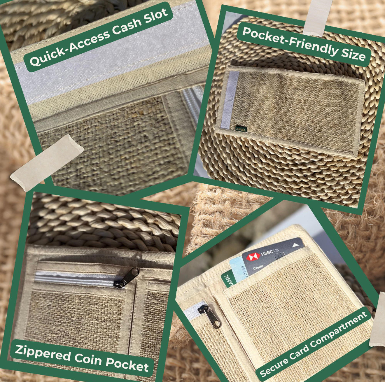Handmade Hemp Wallet | Eco-Friendly Cardholder | Vegan Gift| Free Shipping