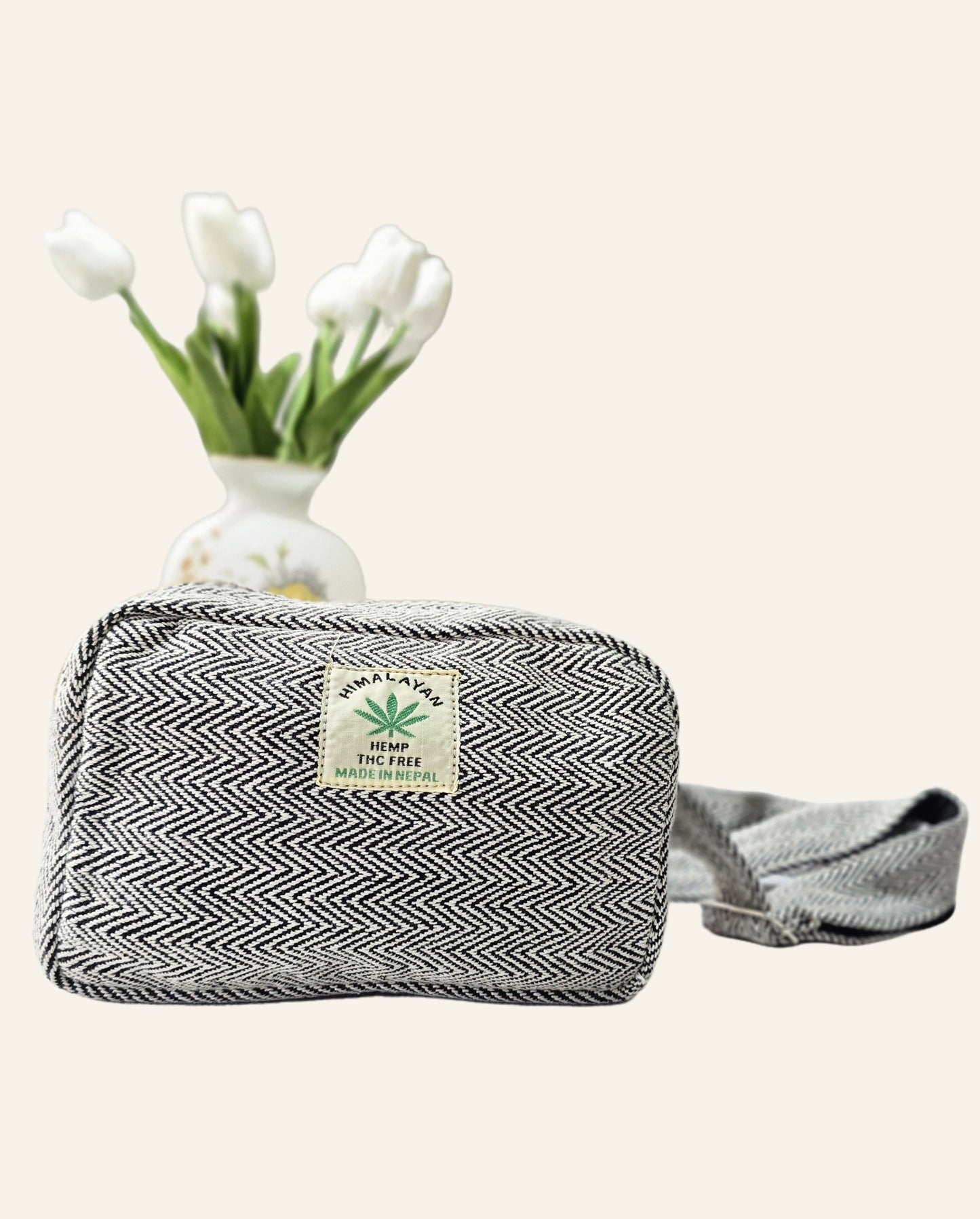 Eco-Friendly Hemp Fanny Pack with 2 Pockets & Adjustable Strap – Handmade in Nepal