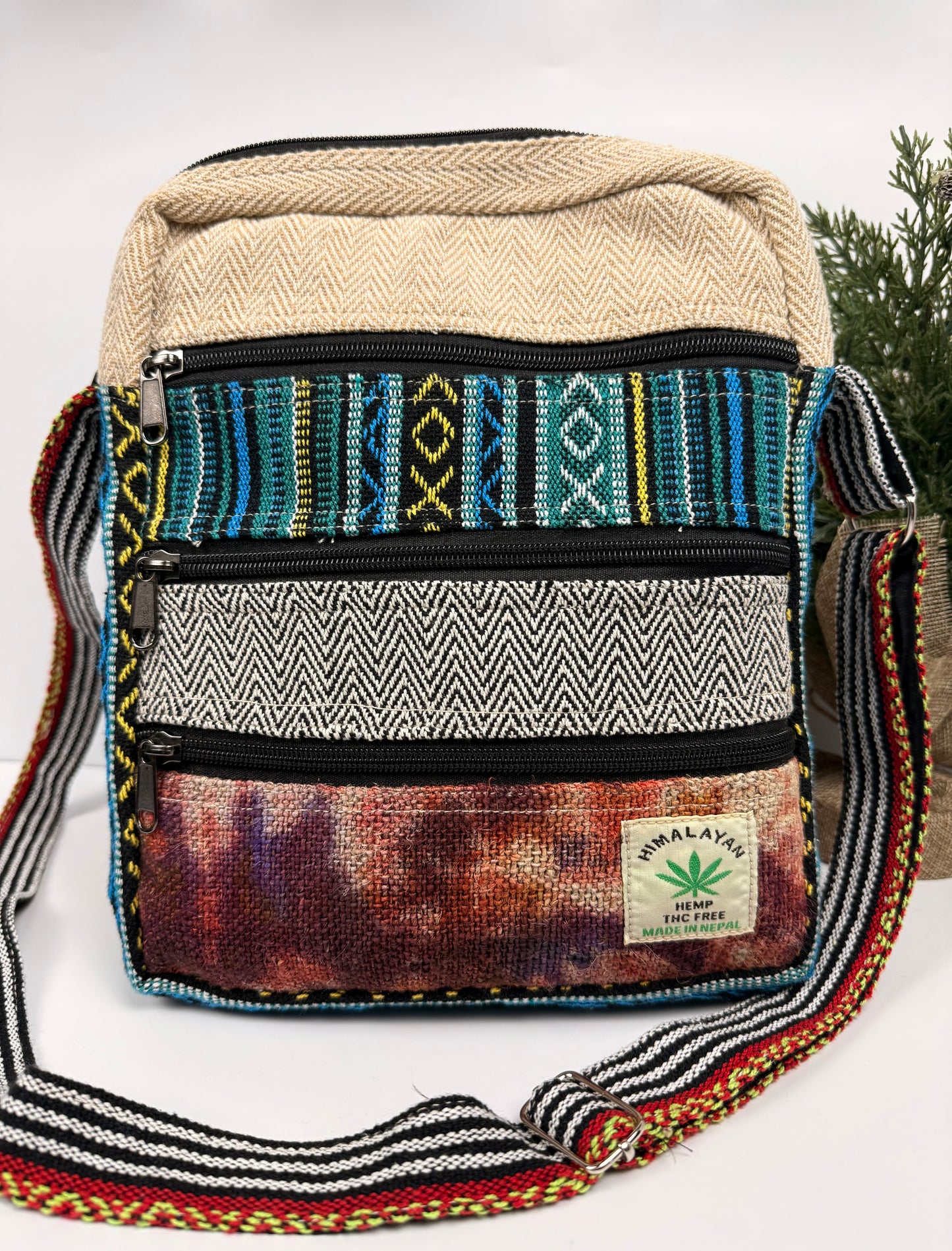 Handmade Himalayan Hemp Boho Crossbody Bag – Eco-Friendly with Multiple Pockets | Free UK Delivery