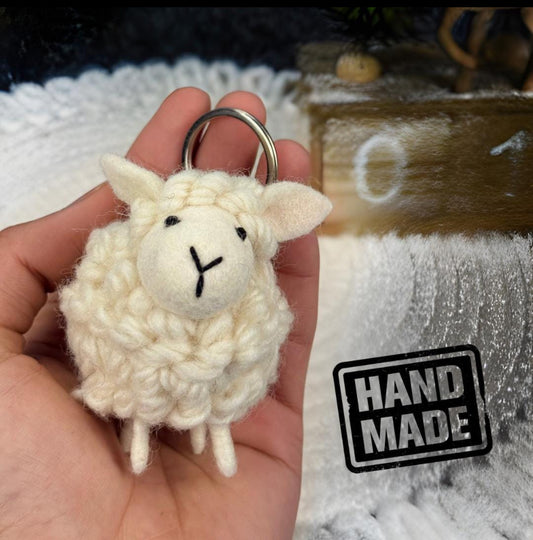 Handmade Felt Sheep Keychain | Eco-Friendly Wool Ornament |Cute Farm Animal Bag Charm | Fair Trade Sheep Keyring | Ethical Sustainable Gift