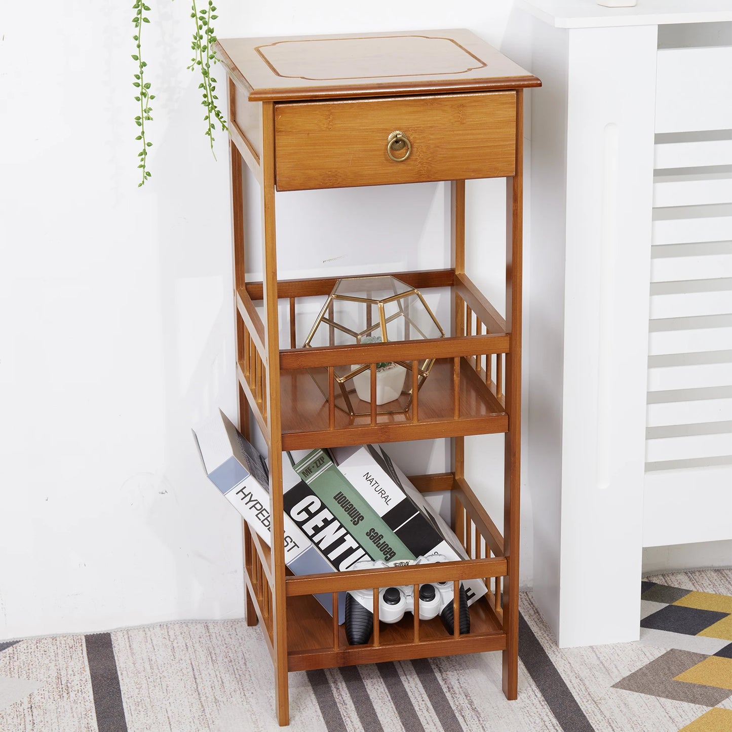 Bamboo Side Table with Drawer