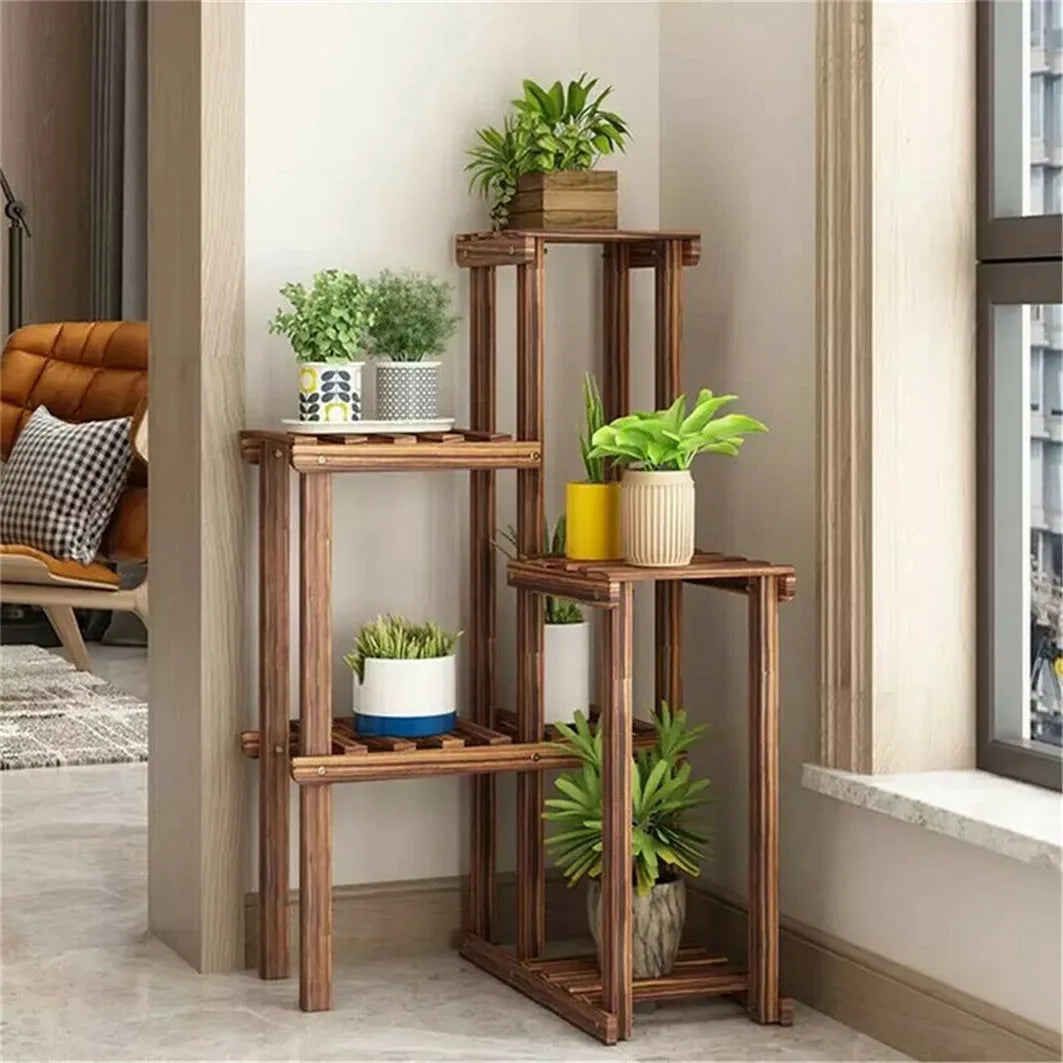 Wooden Plant Stand for Indoor & Outdoor Greenery ( 6-Tier ) 3 -Day Delivery !