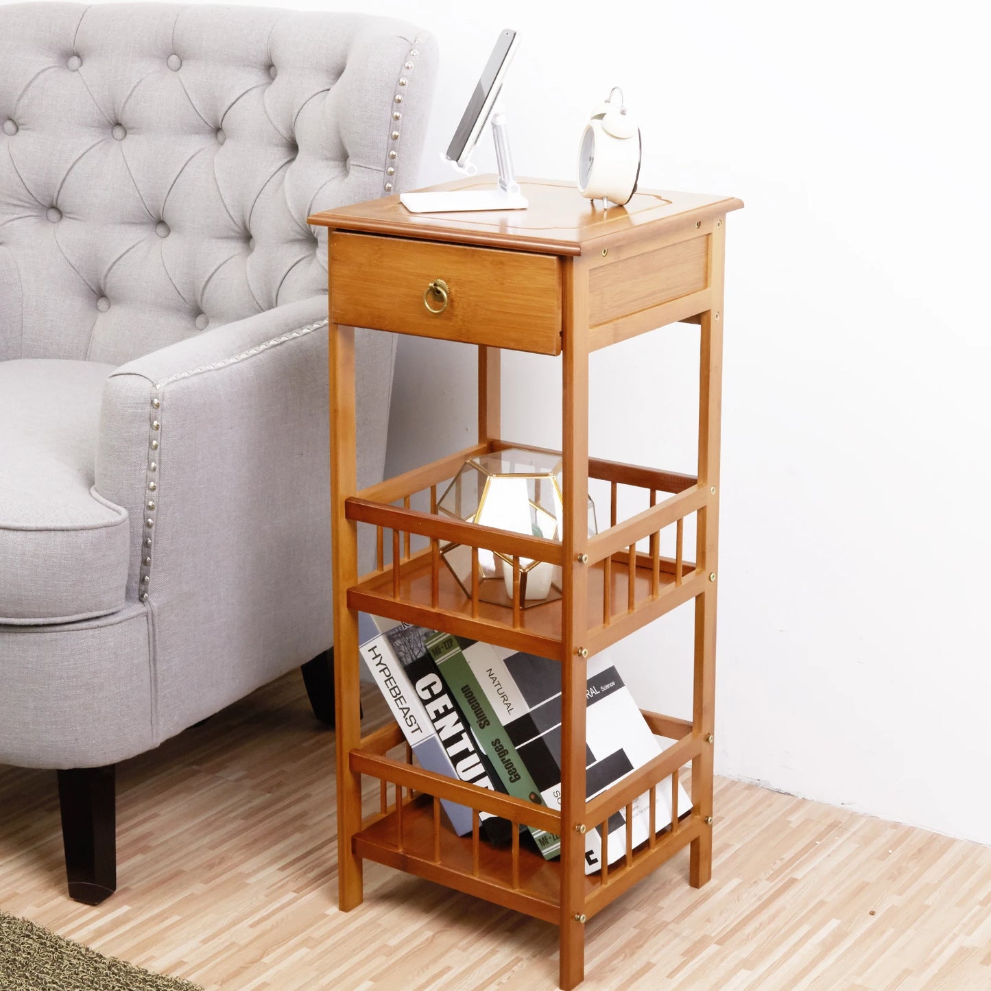 Bamboo Side Table with Drawer