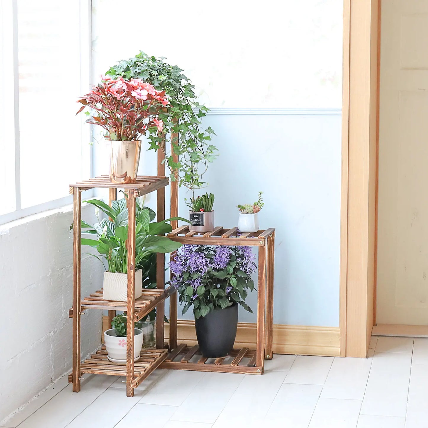 Wooden Plant Stand for Indoor & Outdoor Greenery ( 6-Tier ) 3 -Day Delivery !