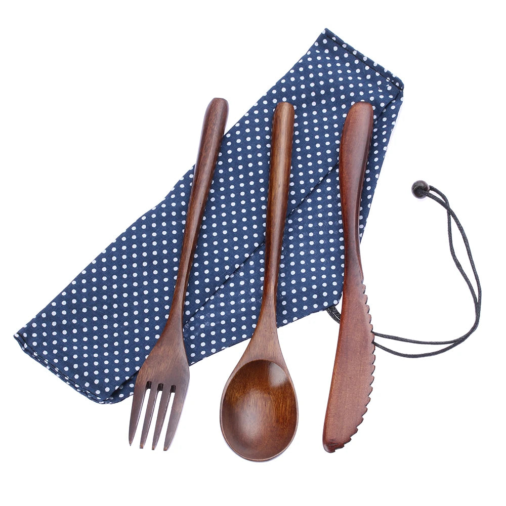 Eco-Friendly Portable  Wooden Cutlery Set l🍴🌿