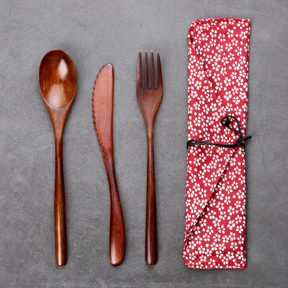 Eco-Friendly Portable  Wooden Cutlery Set l🍴🌿