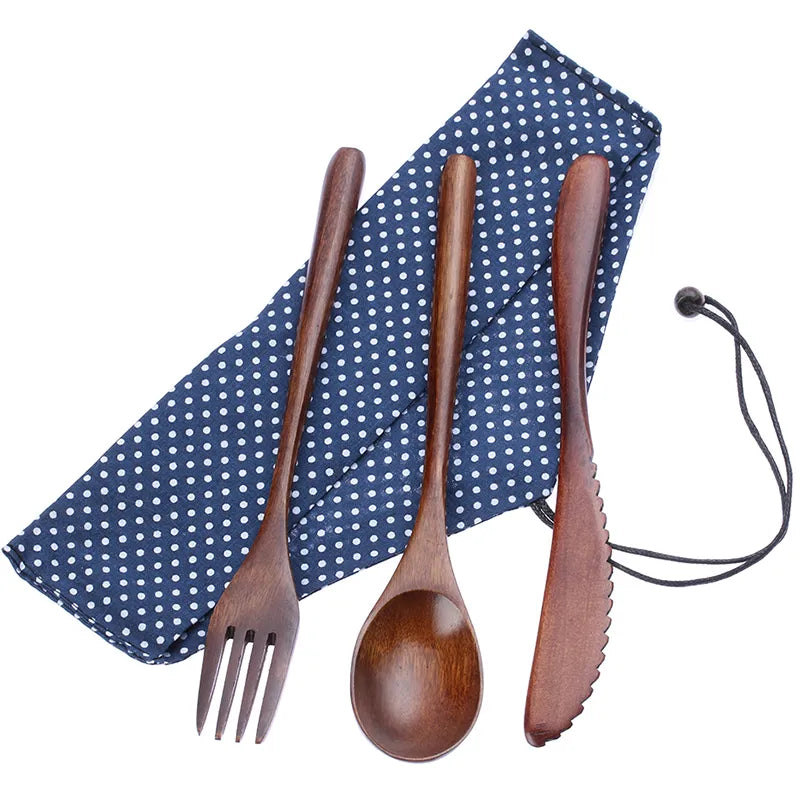 Eco-Friendly Portable  Wooden Cutlery Set l🍴🌿