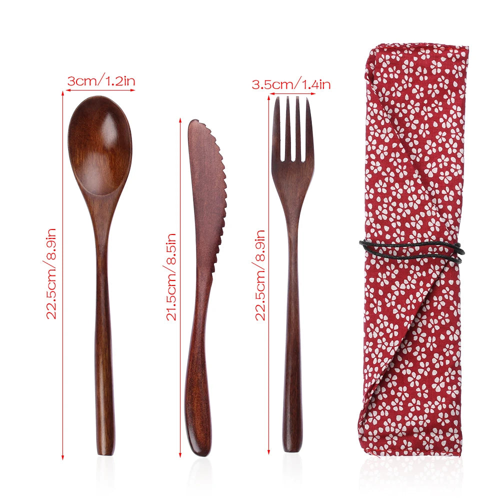 Eco-Friendly Portable  Wooden Cutlery Set l🍴🌿