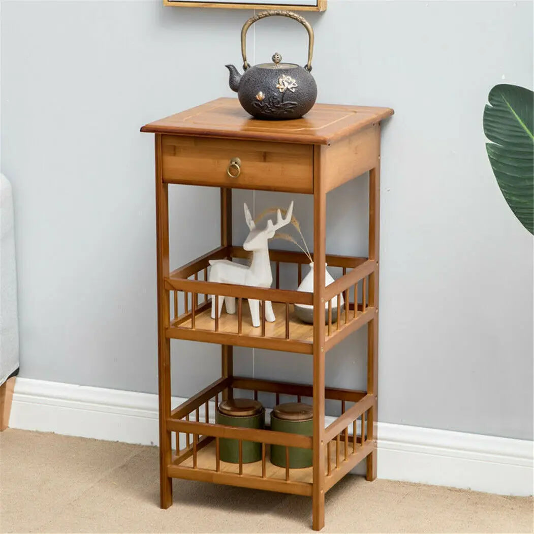 Bamboo Side Table with Drawer