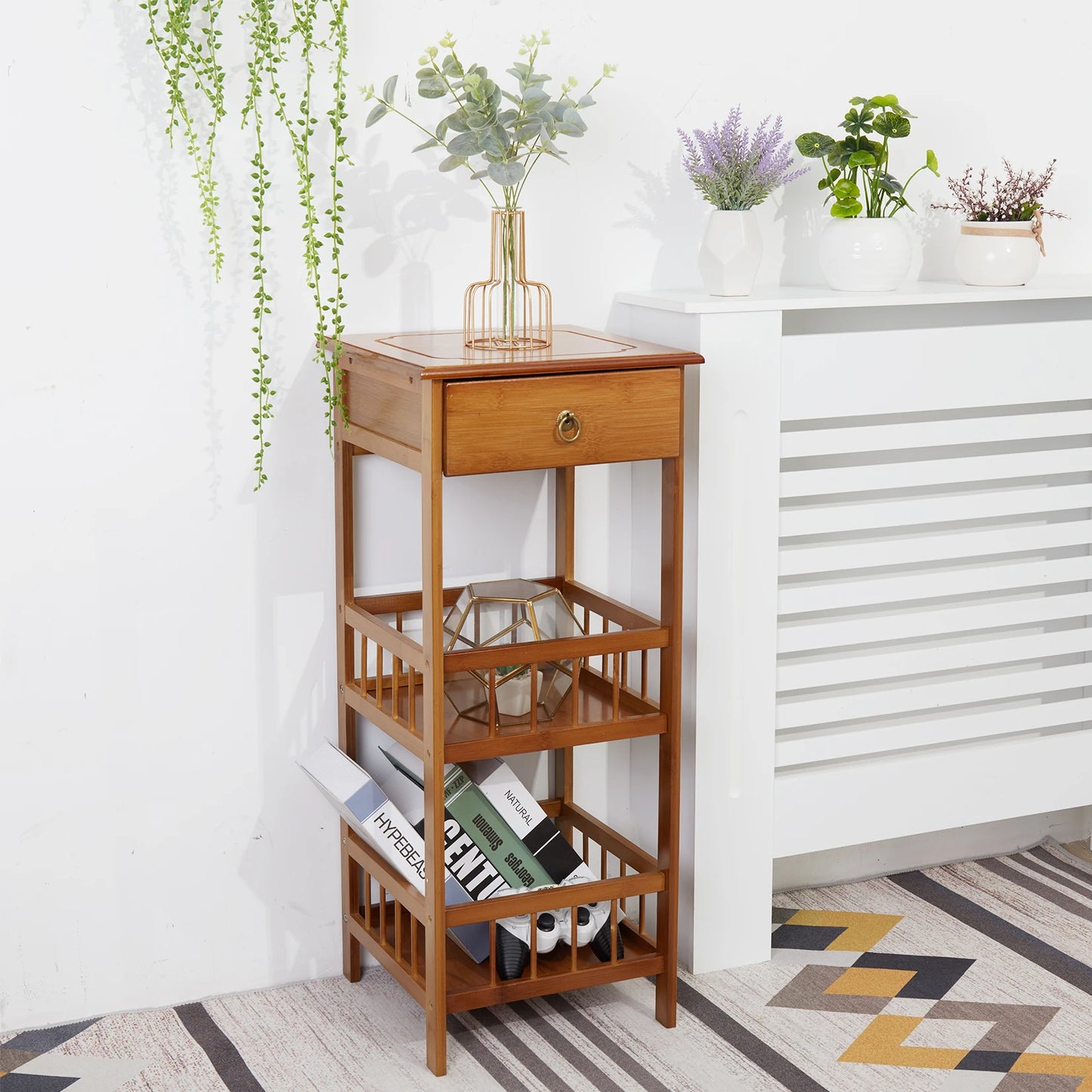 Bamboo Side Table with Drawer