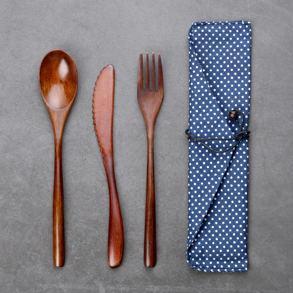 Eco-Friendly Portable  Wooden Cutlery Set l🍴🌿