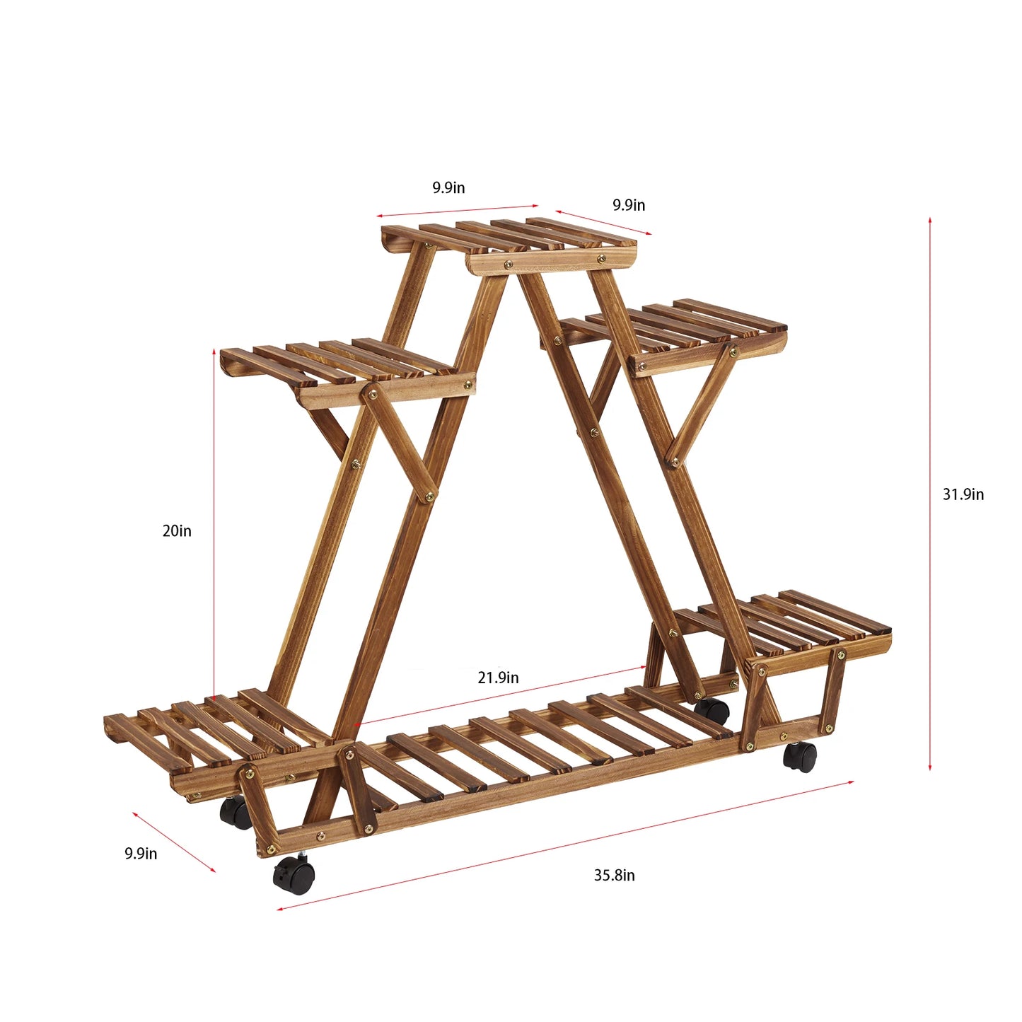 Versatile Plant Holder: 6-Pot Shelf with Wheels for Easy Mobility