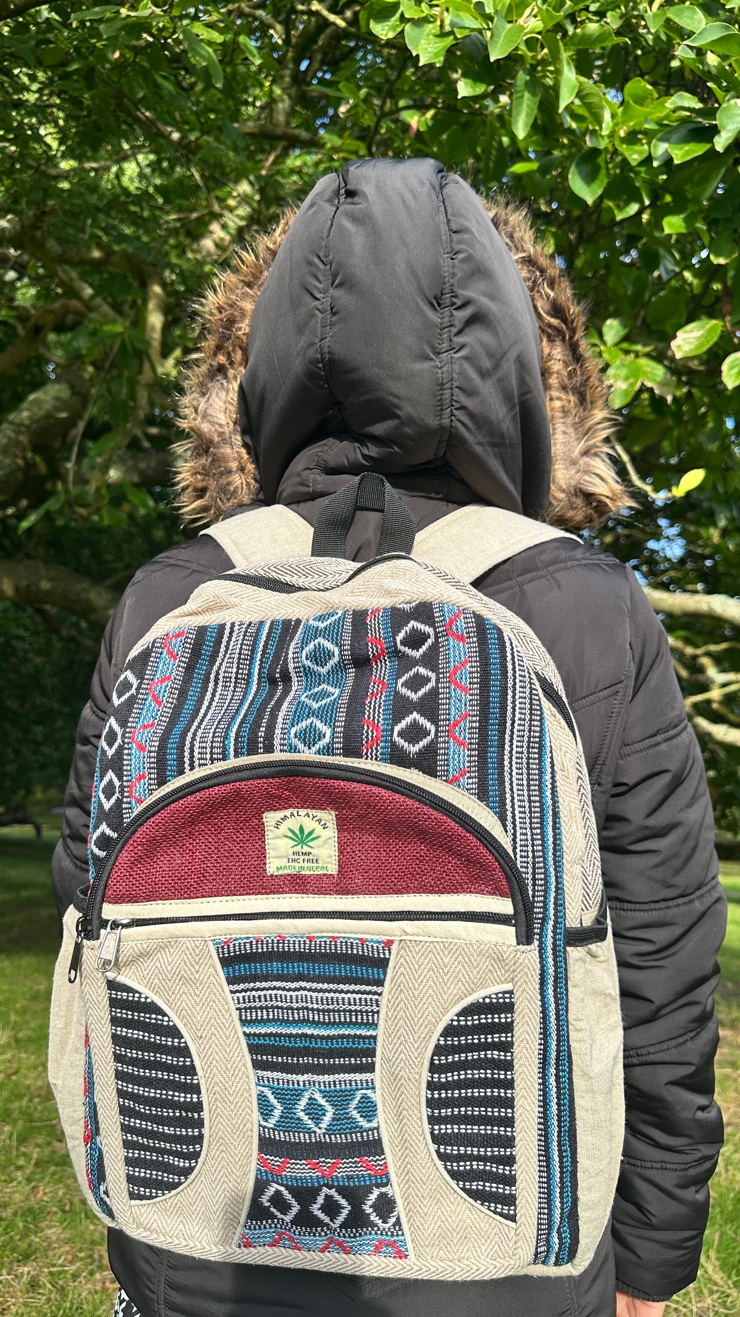 Himalayan Hemp Backpack - 6 Pockets | Handmade Eco-Friendly | Free UK Delivery