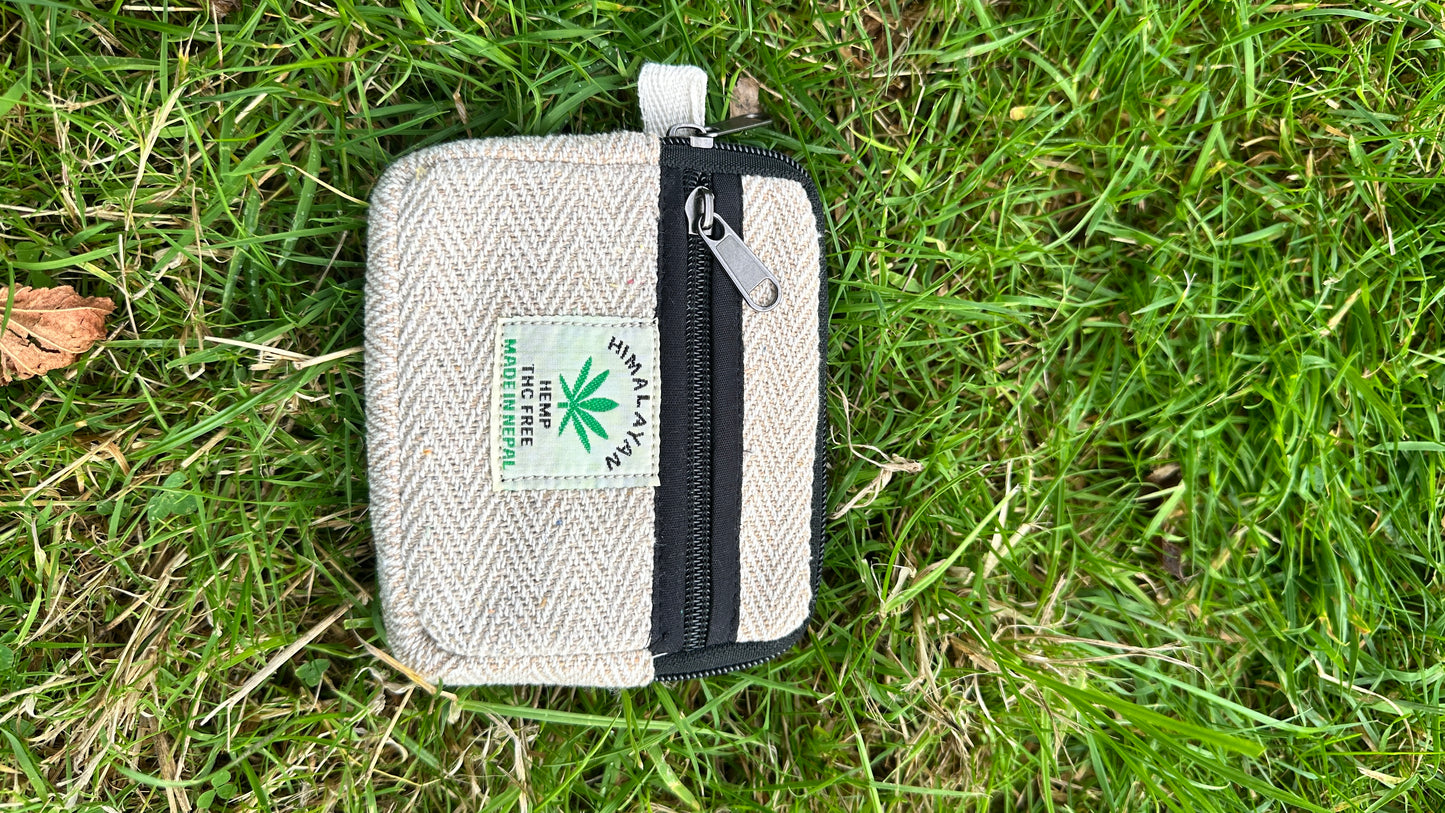 Eco-Friendly Hemp Coin Purse – Compact Wallet with 2 Zipper Pockets | Sustainable, Handmade in Nepal |  Free 3-Day UK Delivery