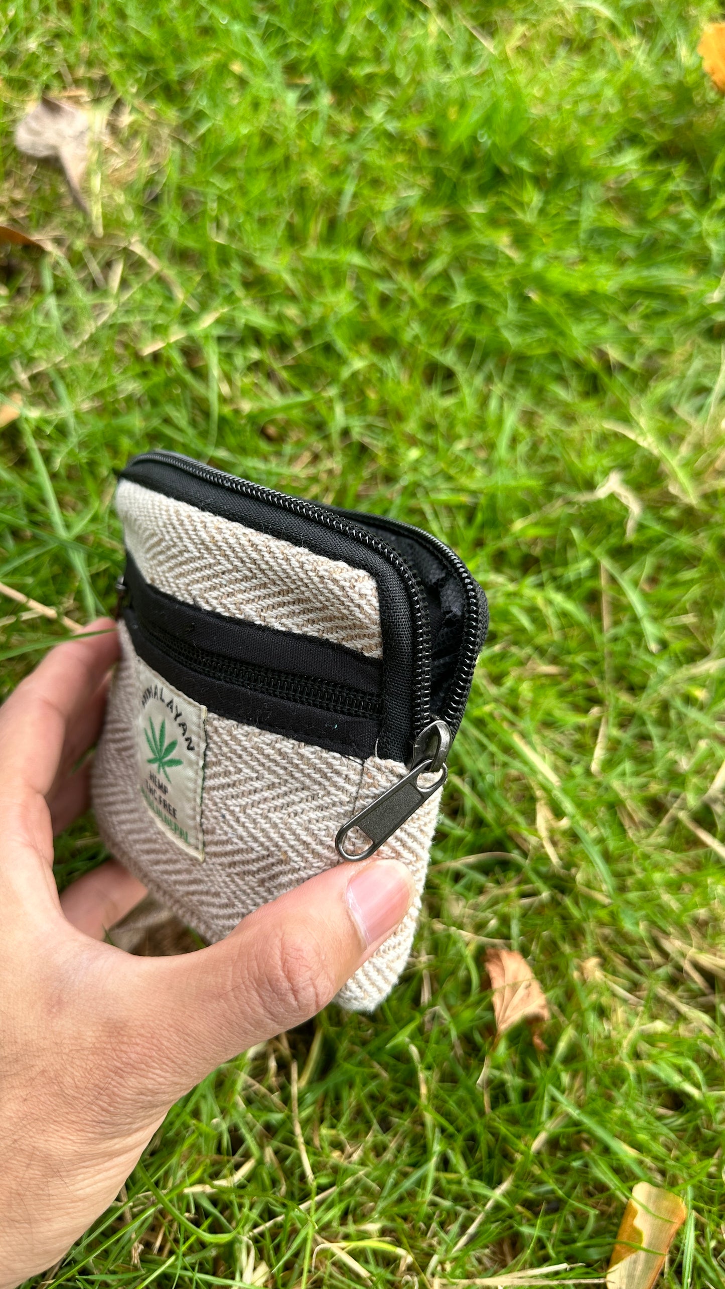 Eco-Friendly Hemp Coin Purse – Compact Wallet with 2 Zipper Pockets | Sustainable, Handmade in Nepal |  Free 3-Day UK Delivery