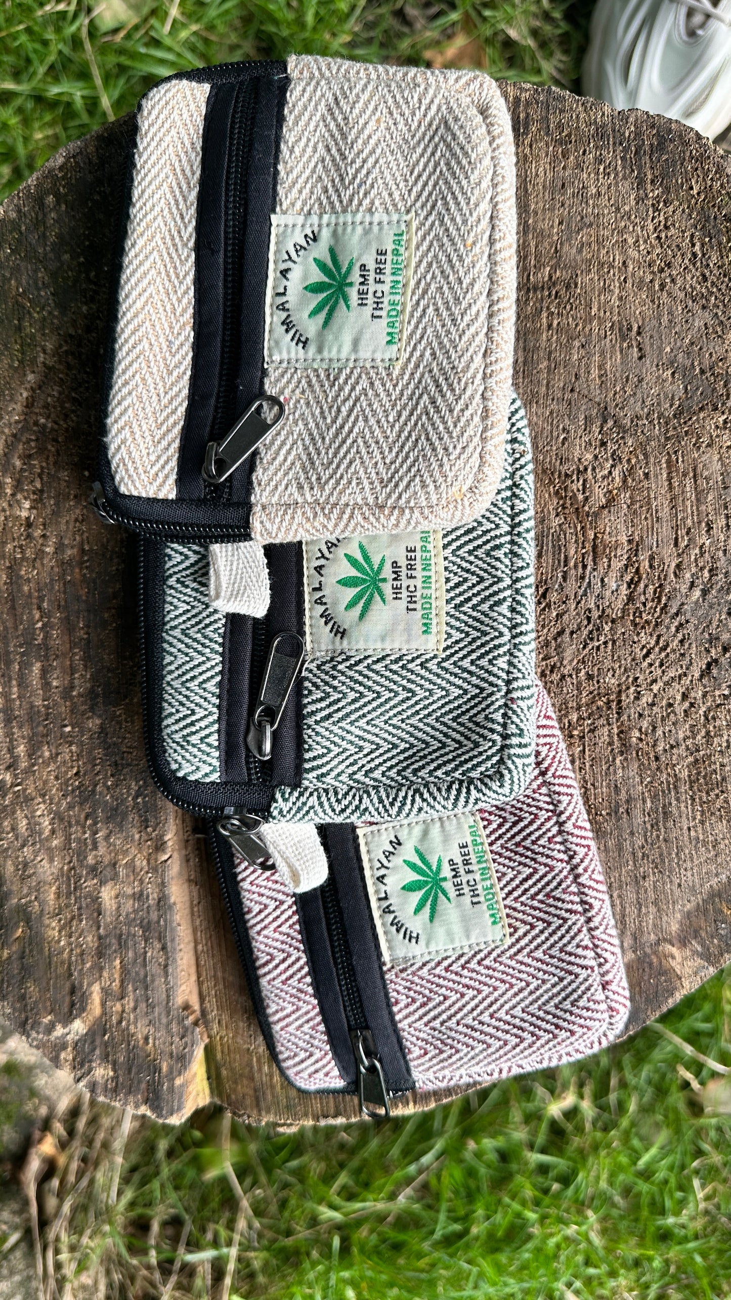 Eco-Friendly Hemp Coin Purse – Compact Wallet with 2 Zipper Pockets | Sustainable, Handmade in Nepal |  Free 3-Day UK Delivery