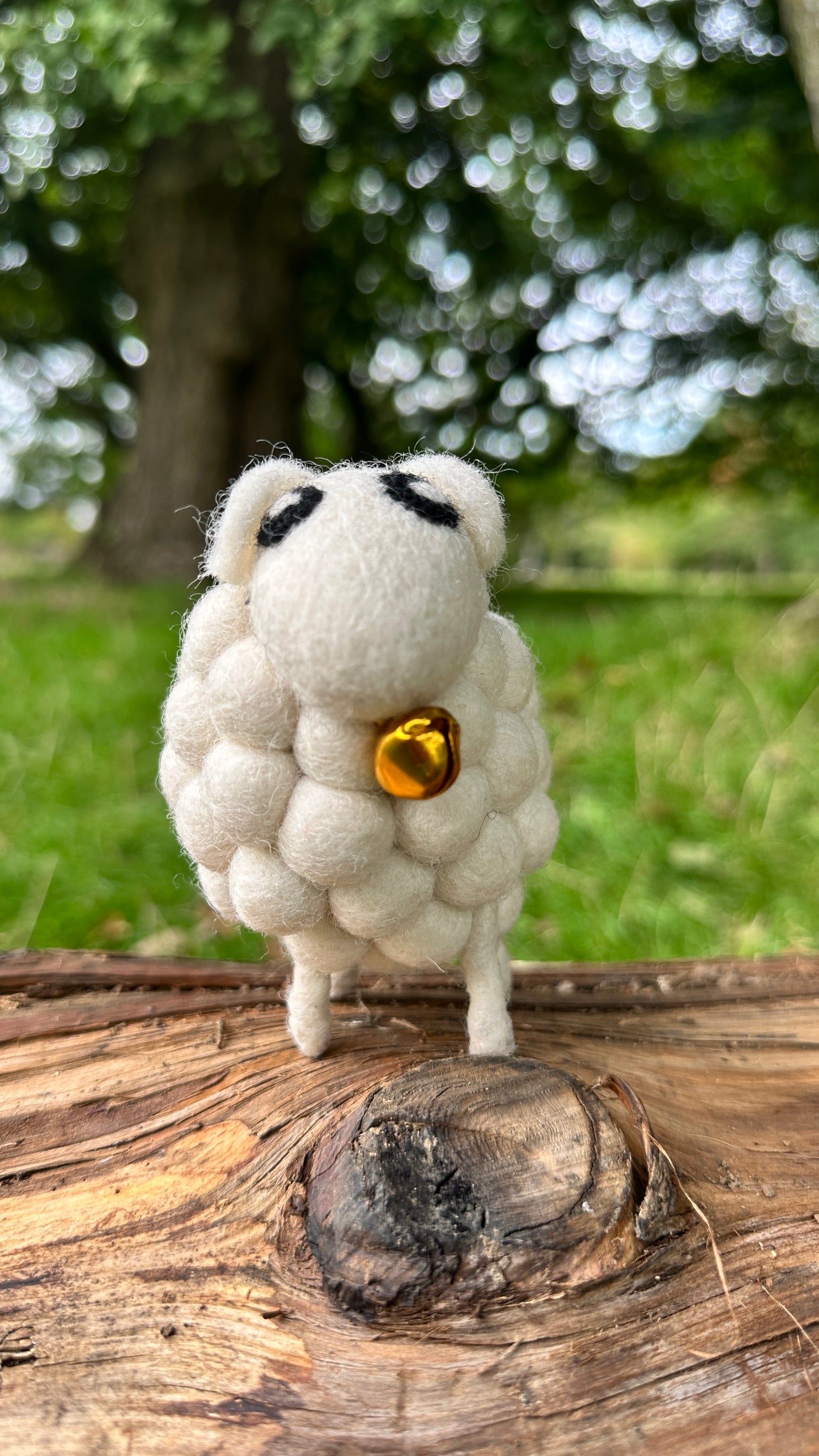 Handmade Wool Felt Sheep with Bell – Eco-Friendly Nursery & Home Decor | Free UK Delivery