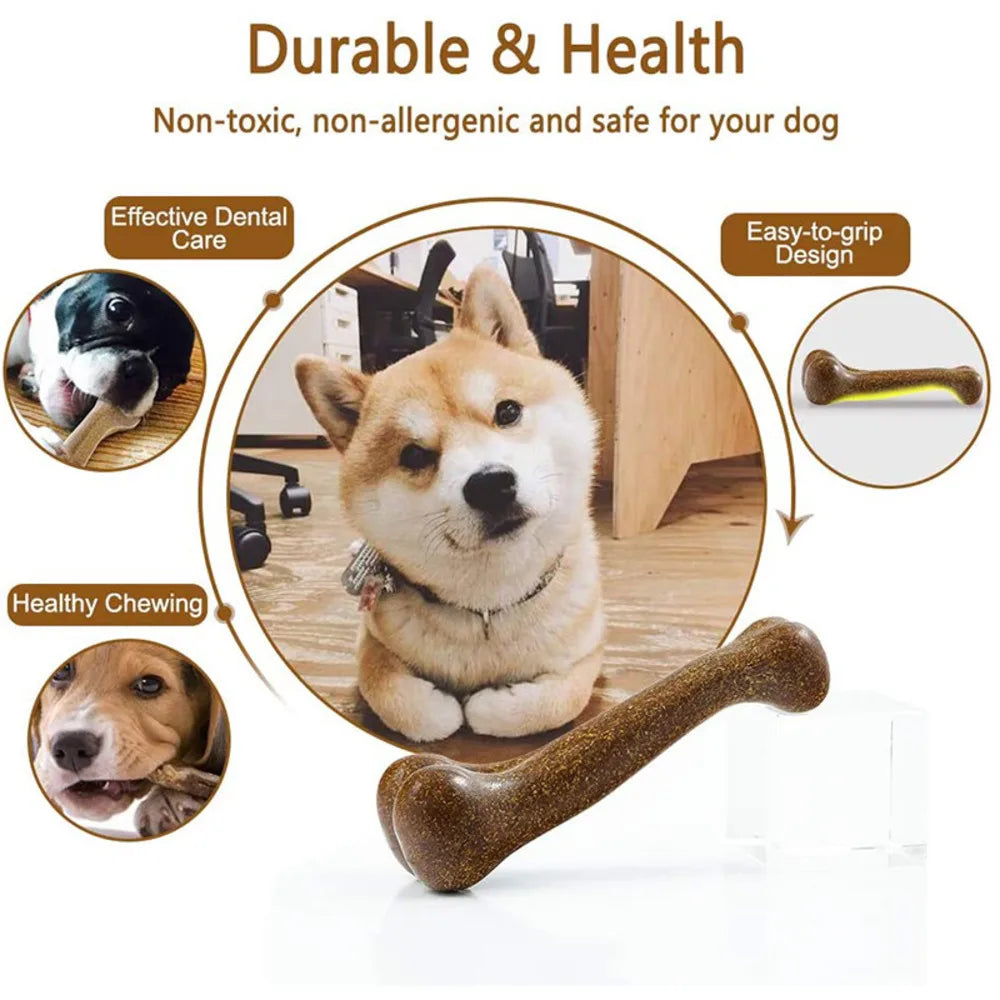 Dog Bone Chew Toys - Natural, Non-Toxic, Anti-Bite Dental Care