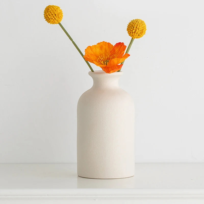 White Ceramic Flower Vase for Elegant Home Decor