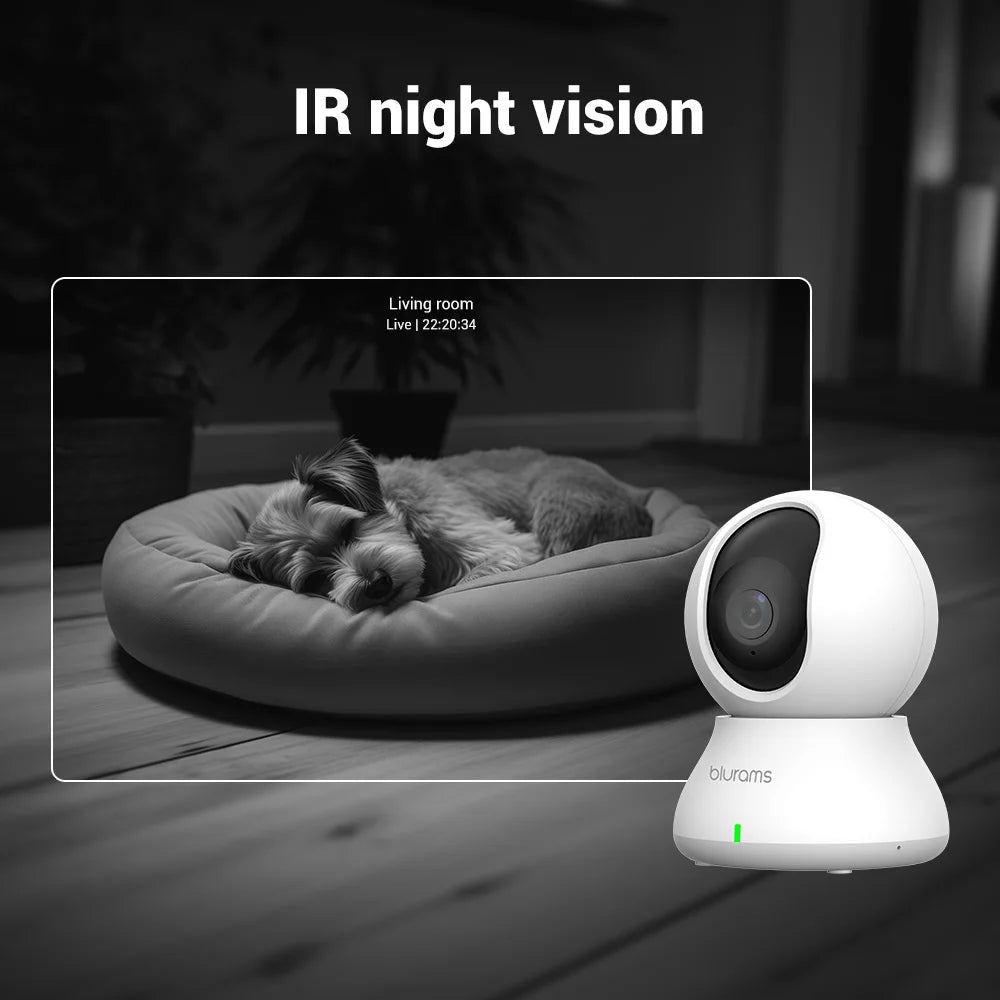 360° 2K Indoor WiFi Camera with Phone App, 2-Way Talk & Night Vision