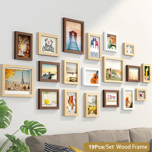 Wood Photo Frames Set – 14/19-Piece